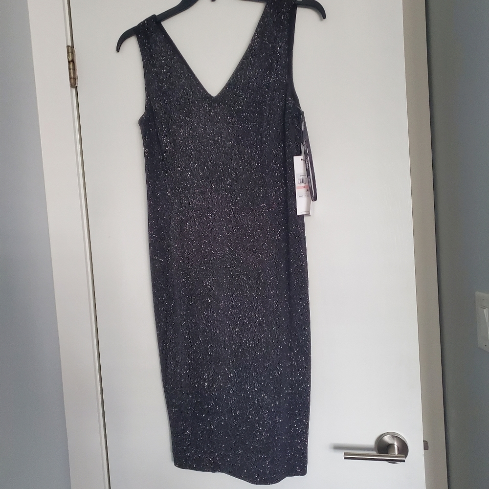 NWT Calvin Klein black dress with silver sparkles.